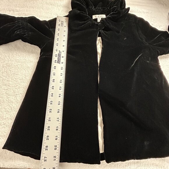 Cabi Womens Black Velvet Swing Jacket Small Style #158 Balloon Sleeve Silk Blend - Picture 8 of 8